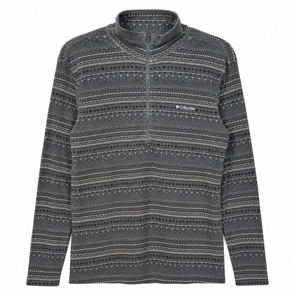 Columbia Womens Large Gray Quarter Zip Pullover Fair Isle Outdoor Hiking